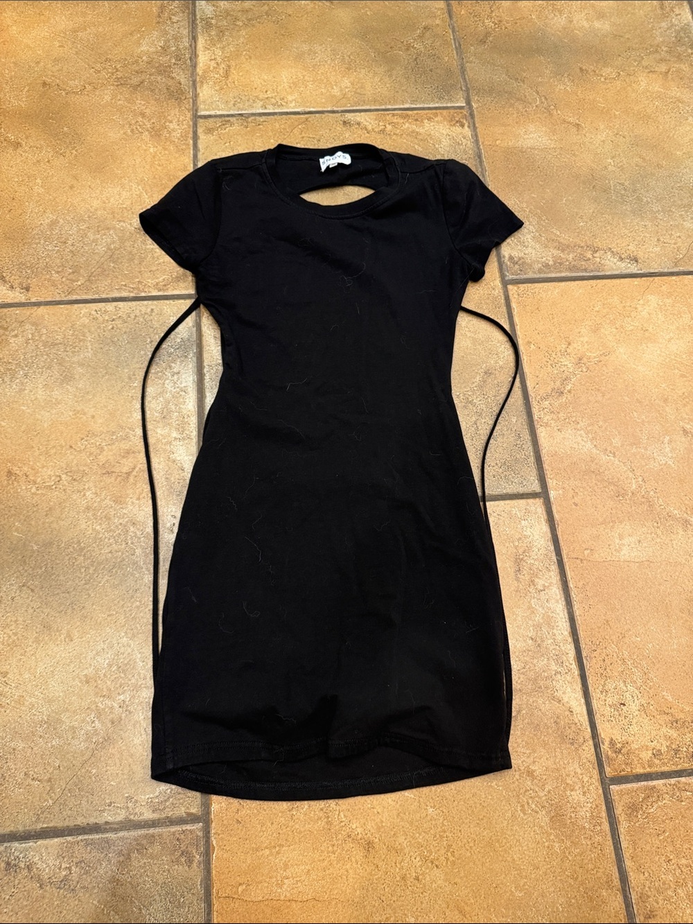 Black Short Sleeve Tie-Back Bodycon Dress - Women